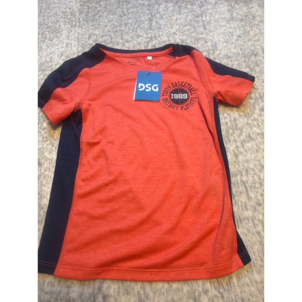 DSG Youth Basketball T Shirt Coral Navy Blue Short Sleeve Tee XS NWT